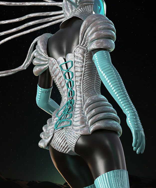 Alien Corsage futuristisch erstellt mit clo3d